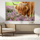 Highland Cow Wall Art Canvas Print – Framed Purple Flowers by MyGreatCanvas | Canvas Wall Art Prints | Photo Prints & Wall Decor