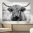 Black White Highland Cow Wall Art Canvas Print by MyGreatCanvas | Canvas Wall Art Prints | Photo Prints & Wall Decor