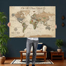 Personalized Custom World Map Wall Art Canvas Print – Travel