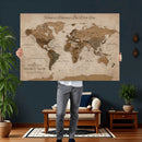 Personalized Push Pin World Map Canvas Print – Custom Framed