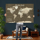 Personalized Push Pin World Map Canvas Print – Custom Travel