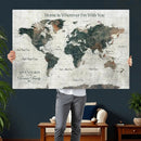 Personalized Push Pin World Map Canvas Print – Custom Framed
