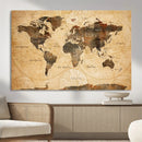 Push Pin World Map Canvas Print – Travel Tracker Wall Art