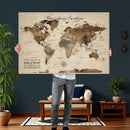 Large Custom World Map Canvas – Custom Framed Push Pin