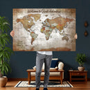 Personalized Vintage Map Wall Art Canvas Print – Custom Push