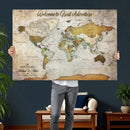 Personalized World Map Wall Art Canvas Print – Custom Push by MyGreatCanvas | Canvas Wall Art Prints | Photo Prints & Wall Decor