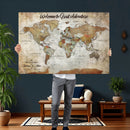 Personalized World Map Wall Art Canvas Print – Custom Push