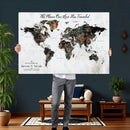 Personalized Push Pin World Map Canvas Print – Custom