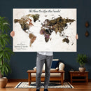 Personalized Push Pin World Map Canvas Print – Custom Framed