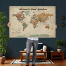 Personalized Push Pin World Map Canvas – Custom Framed