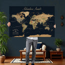 Personalized World Map Wall Art Print – Custom Push Pin