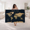 Personalized World Map Wall Art Print – Custom Push Pin