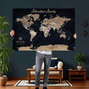 Personalized Blue World Map Canvas – Custom Framed Push Pin