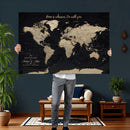 Framed Custom World Map Canvas Print – Custom Push Pin