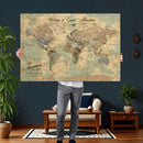 Personalized World Map Canvas – Custom Framed Push Pin