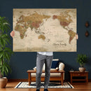 Personalized World Map Canvas Print – Framed Push Pin Travel