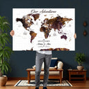 Personalized Vintage World Map Canvas – Custom Framed Push