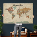 Push Pin Customize World Map Wall Canvas Print –
