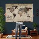 Custom Push Pin World Map Wall Canvas Print – Personalized
