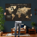Personalized Push Pin World Map Canvas – Custom Framed