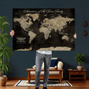 Personalized Push Pin World Map Canvas – Custom Framed