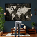 Personalized Push Pin World Map Canvas – Custom Framed