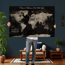 Personalized Push Pin World Map Canvas – Custom Framed