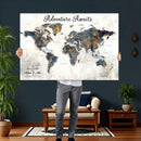 Custom Push Pin World Map Wall Art Canvas Print –