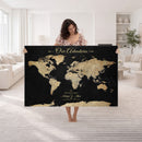 Personalized Push Pin World Map Canvas – Custom Framed
