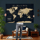 Personalized Push Pin World Map Canvas – Custom Framed