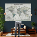 Personalized Push Pin World Map Canvas – Custom Framed
