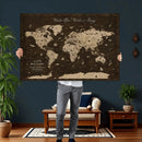 Personalized Push Pin World Map Canvas – Custom Framed