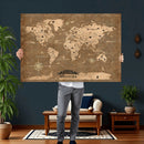 Custom Push Pin World Map Wall Art Canvas Print – Personalized Travel Tracker with Pins Framed Large for Home and Office Decor