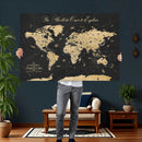 Custom Push Pin World Map Wall Art Canvas Print – Personalized Travel Tracker with Pins Framed Large for Home and Office Decor