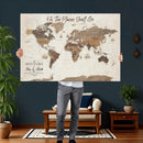 Personalized World Map Wall Art Canvas Print – Custom Push