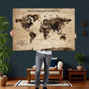 Personalized Framed World Map Wall Art Canvas Print – Custom