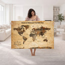 Large World Map Canvas Wall Art – Custom Framed Push Pin