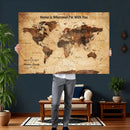 Custom Vintage World Map Canvas Wall Art – Custom Framed