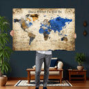 Personalized World Map Canvas Wall Art – Custom Framed Push