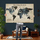 Personalize World Map Canvas Wall Art – Custom Framed Push
