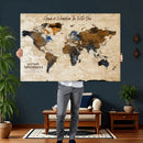 Vintage Custom World Map Canvas Wall Art – Custom Framed