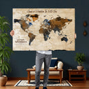 Vintage Custom World Map Canvas Wall Art – Custom Framed