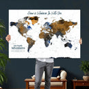 Personalize World Map Canvas Wall Art – Framed Custom Push