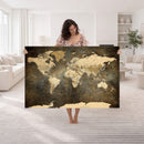 Large Framed Vintage World Map Wall Art Print for Home Wall