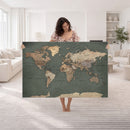 Rustic Black and Wood World Map Canvas Wall Art – Framed