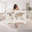 Framed Large World Map Canvas Print for Office Decor