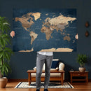 Navy Blue World Map Canvas Print – Framed Travel Map Wall by MyGreatCanvas | Canvas Wall Art Prints | Photo Prints & Wall Decor