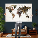 Watercolor World Map Print - Large Wall Art Canvas Print for