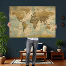 Vintage World Map Wall Art Canvas Print, Detailed World Map