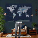 Blue Detailed World Map Wall Art Canvas Print, Modern Framed by MyGreatCanvas | Canvas Wall Art Prints | Photo Prints & Wall Decor
